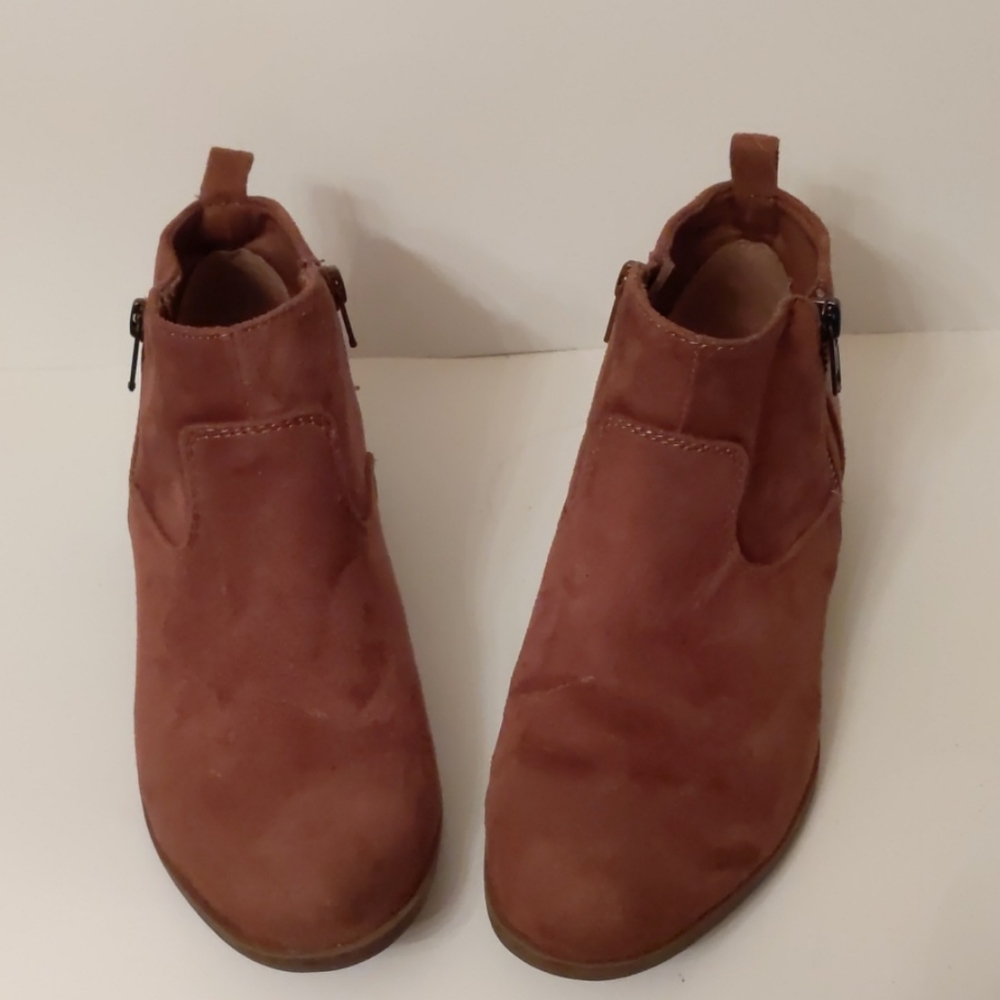 SO brown faux-suede flat booties-sz 7 1/2